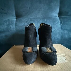 Stunning Salvatore Ferragamo Black Suede Vera Booties